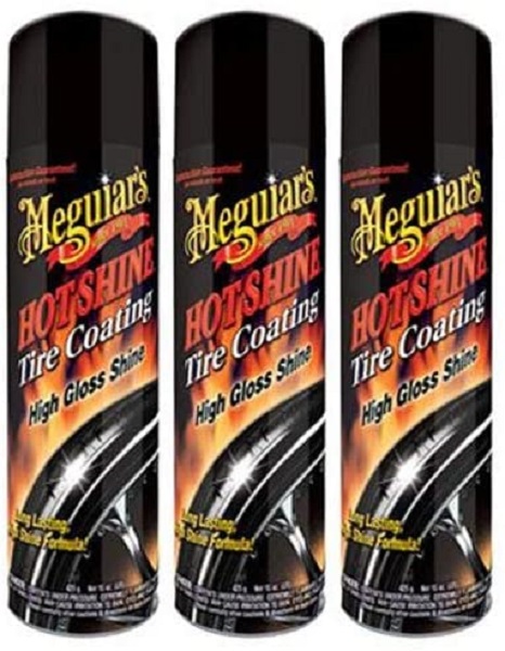 MEGUIAR’S Hot Shine High Gloss Tire Coating, Tire Protectant for  Long-lasting Satin Finish, Prevents Tire to Dry Rot, 15 oz, 3 Pack